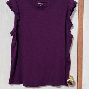 Torrid Ruffle Sleeve Tee – Plum Purple, Size 0